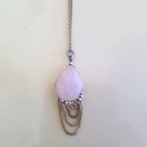 Pink Stone Necklace on Gold Chain with Bead Detail
